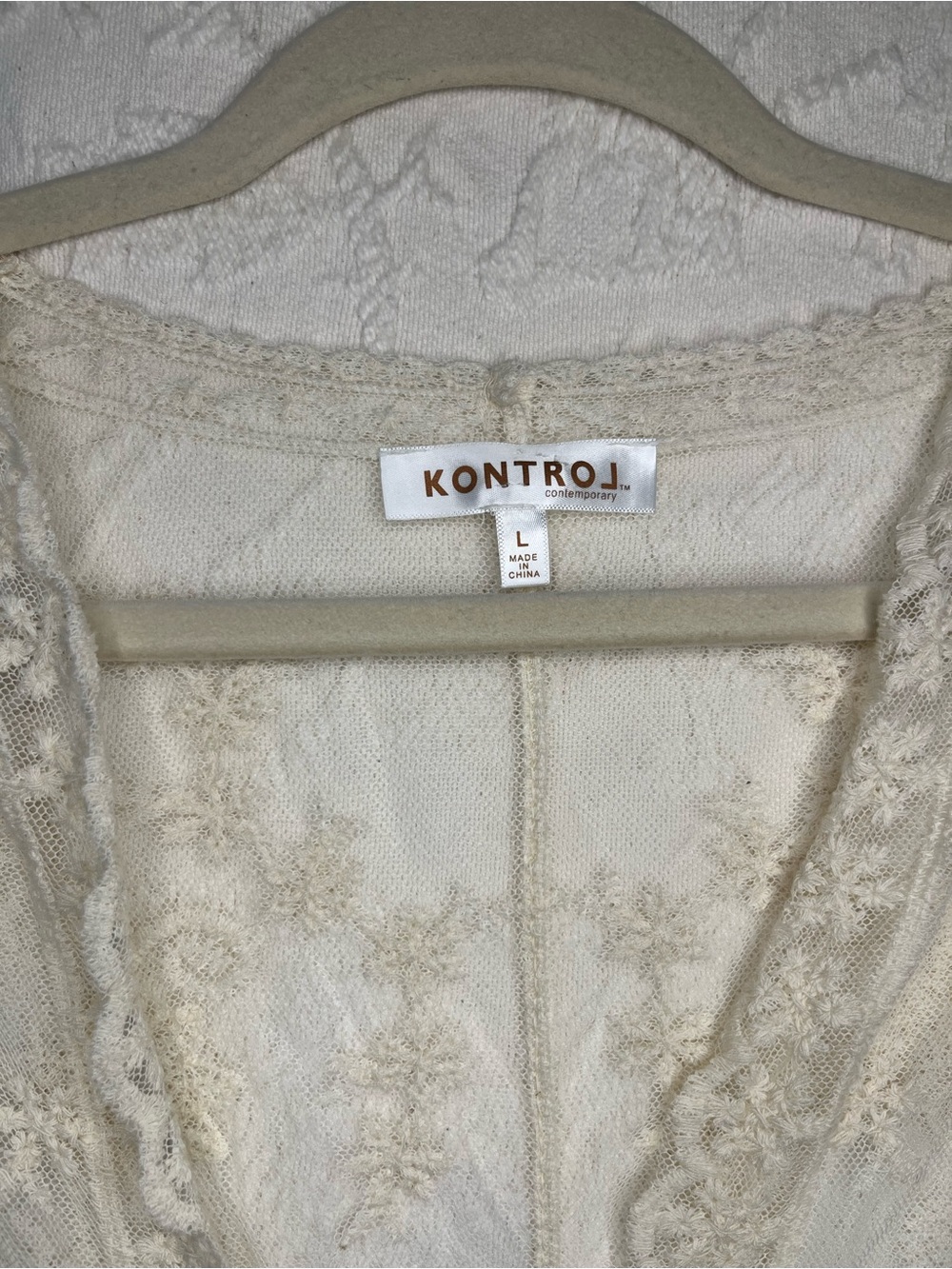 NWT KONTROL Ivory Floral Lace Kimono Duster – Boho Bridal - Picture 3 of 5